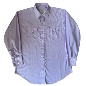 Vintage H Bar C Pearl Snap Shirt 16.5 Purple 80s Western Wear Cowboy Made in USA - Picture 1 of 8