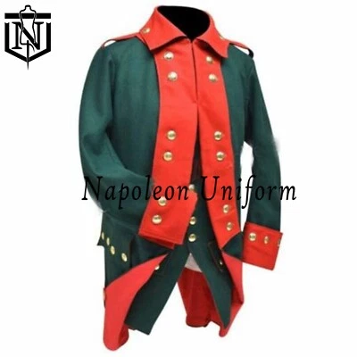 Abrigo de lana con solapa verde/rojo militar Hexine Jigger 1776 recién británico envío rápido Foto 1 de 3