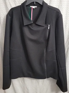 Cato Asymmetrical Black Jacket Women's Size 22W Waffle Knit Stretch Fabric - Picture 1 of 3