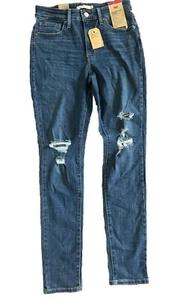 Levi's 721 High Rise Skinny Jeans Womens 29 X 30 Medium Blue Denim Distressed 8 - Picture 1 of 8