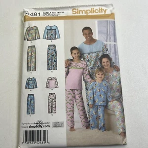 Simplicity 2481 Pajamas Child Teen Adult Top Pants Size XS-XL Uncut Pattern - Picture 1 of 10