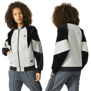 adidas Originals Womens Regista Retro Velour Trim Zip Up Track Top Sports Jacket - Picture 1 of 12