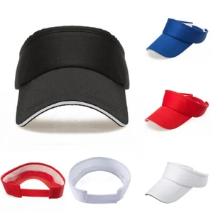 UK New Sun Visor Cap with Peak adjustable strap-Summer sports golf tennis Cotton - Picture 1 of 12