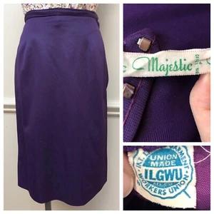 Vintage 1960s Purple Jersey Pencil Skirt Majestic 60s Union Made - Picture 1 of 9