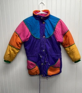Vintage Kids Andy Jones Color Block Winter Ski Jacket sz 10/12 - Picture 1 of 8