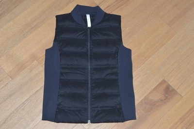 Chaleco Lululemon Plumón de Ganso y Alrededor Aislado Talla 8 Cremallera Completa Sin Mangas Negro Foto 1 de 4