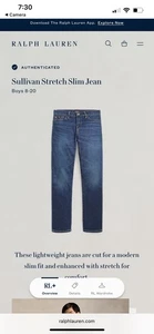 POLO RALPH LAUREN Jeans Boys 13-14 Dark Blue Wash Sullivan Stretch Jean EUC  - Picture 1 of 12