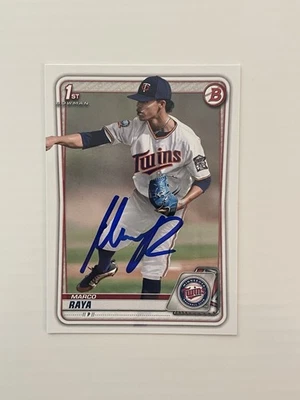 Marco Raya SIGNED 2020 Bowman Draft 1st RC #BD-63 IP AUTO Minnesota Twins D - Image 1 of 2