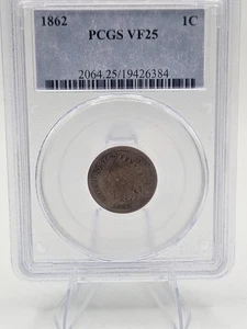 Rare 1862 PcGS VF25 Indian Head Cent Civil War Era Penny - Picture 1 of 3