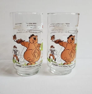 LKs Pierre der Bär Frühling Serie Trinkgläser Cartoon 2er Set 1977 - Bild 1 von 16
