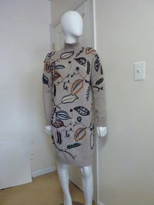 Vestido Suéter Salvatore Ferragamo Hoja Bordada Lana y Cachemira Talla:S $4300 Nuevo con Etiquetas Foto 1 de 4