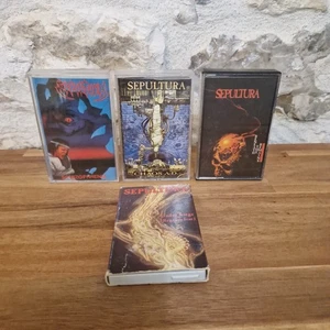 SEPULTURA LOT 4 CASSETTES AUDIO TAPE CHAOS AD BETWEEN THE REMAINS SCHIZOPHRENIA - Picture 1 of 10