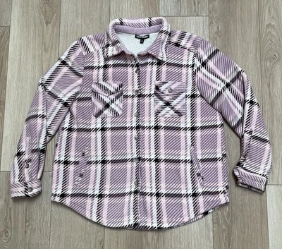 Steve Madden Mujer Sherpa Forrada Franela Chaqueta Chaqueta Rosa Cuadros Talla L Foto 1 de 4