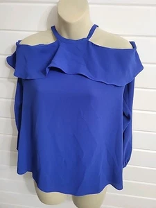 Womans Top Michael Kors Royal Blue Size Small Blouse Lightweight Cold Shoulder - Picture 1 of 10