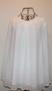 Muisey Off White Blouse Ivory Top L Crepe Convertible Sleeves Pullover Shirt New - Picture 1 of 5