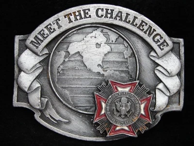 OF11135 VINTAGE 1991 **VETERANOS DE GUERRAS EXTRANJERAS** HEBILLA DE CINTURÓN MILITAR DE PELTRE Foto 1 de 2