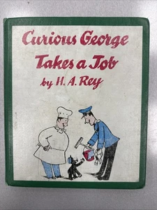 1947 Early Edition Curious George Takes A Job Book H A Rey HC Library Binding! - Bild 1 von 24