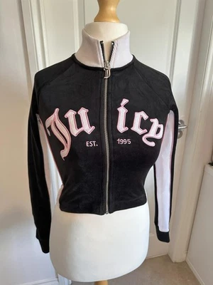 Juicy couture tasha diamonte embellished cropped velour track zip top XXS NWOT - Image 1 of 2