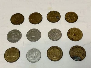 VINTAGE SET MIT 12 ANTIKEN ARCADE-SPIEL-TOKEN. VINTAGE AMERICAN OLD AMUSEMENT TOK - Bild 1 von 24