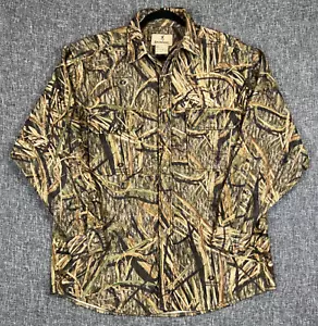 Browning Camo Fleece Jacket Mens Large Buttons Shadow Grass Hunting Outdoors - Picture 1 of 11