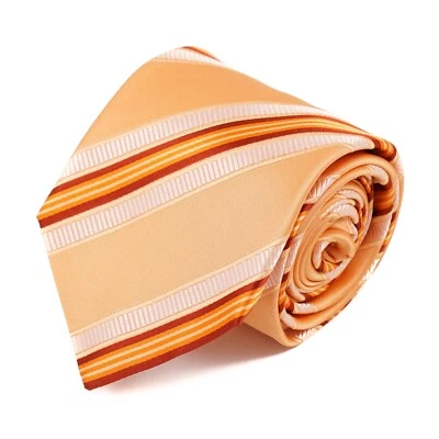 Corbata de seda Isaia Napoli Sherbet con rayas de cinta tejida naranja y roja nueva Foto 1 de 4