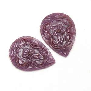 Natural Ruby Gemstone Handcrafted Earring Pair, Ruby Earring Pair, Ruby Gemstone - Picture 1 of 4