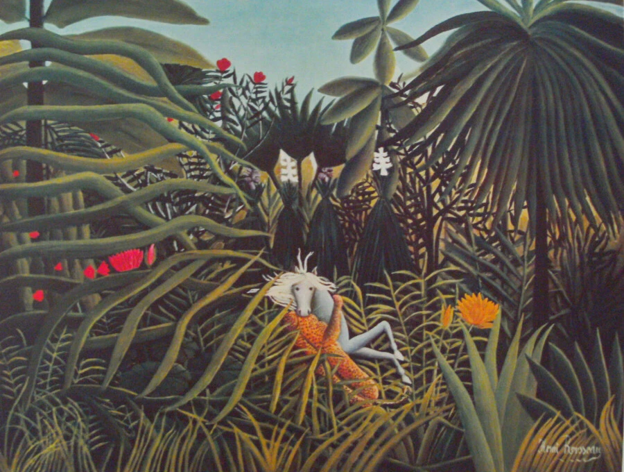 ROUSSEAU Henri, Pferd und Jaguar - NEU hochwertig LICHTDRUCK Kunstdruck selten - Bild 1 von 1