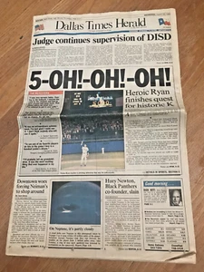 Nolan Ryan 5000 K August 23 1989-Dallas Times Herald Complete Paper-Vintage (OT) - Picture 1 of 1