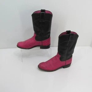Justin Women's Pink & Black Cowboy Boots Size 5 1/2 B IMPERFECT stamped - Picture 1 of 9