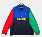 POLO Ralph Lauren Mens XXL Primary Color Block Jumper Pullover 1/2 Snap Sweater