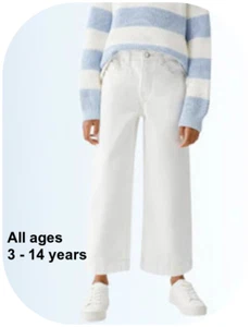 Girls all ages from 3 - 14 years ~ White culottes by next new with tags £13-£18 - Picture 1 of 4