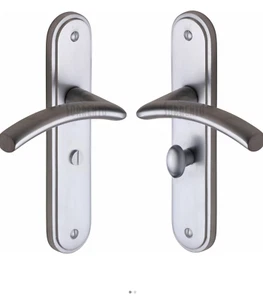Juego de manijas de puerta Tosca satinado cromado baño curvo SC-4360-SC NUEVO P&P GRATIS (A) - Imagen 1 de 3