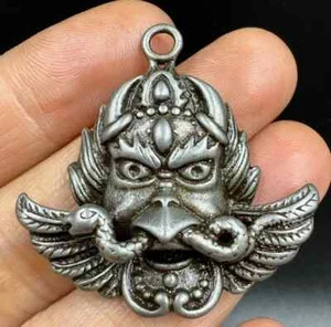 Collana ciondolo uccellino garuda alato buddismo meteorite cinese antico 3,5 cm - Foto 1 di 5