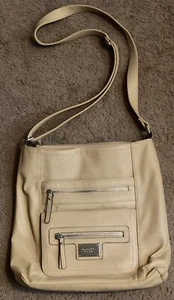 Tignanello Tan Embossed Leather Satchel Handbag Purse - Picture 1 of 7