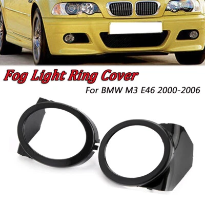 Par de molduras de anillo de luz antiniebla para parachoques delantero izquierda+derecha para BMW M3 E46 2000-2006 Foto 1 de 4