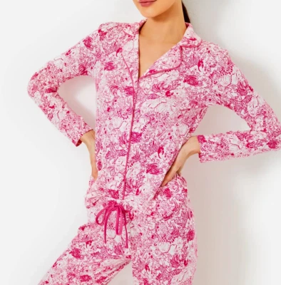 LILLY PULITZER RASPBERRY ROUGE ANIMAL MAGNATISM PAJAMA TOP SZ XXL - Image 1 of 4