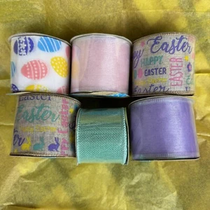 Crafter's Square Lot White w/ Colorful Easter Eggs Ribbon Plus More - New - Picture 1 of 3