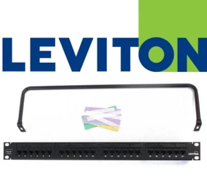 Leviton 69586-U24 eXtreme 6+ Universal Patch Panel, 24-Port, 1RU, CAT 6. Black - Picture 1 of 4