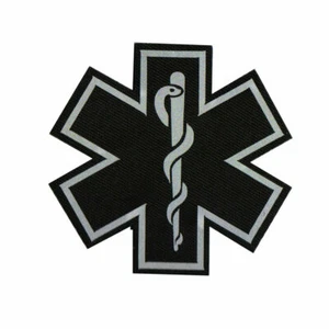 IR Reflective Medic MED Cross First Aid EMS Star of Life Hook Loop Patch Badge - Picture 1 of 4
