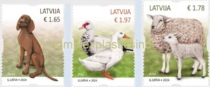 LATVIA 2024 DOG DUCKS SHEEP ANIMALS FARM DOMESTIC SELF ADHESIVE MNH S19342-4 - Picture 1 of 1