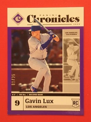 2020 Panini Chronicles Gavin Lux RC 01/25 Purple #35 Los Angeles Dodgers - Image 1 of 2