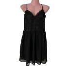 H&M Divided Dress Women's Size 10 Black Lace Bodice Chiffon Skirt Side Zip