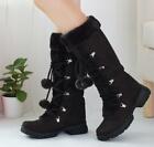 Womens Ladies Lace Up Winter Warm Faux Suede Snow Boots Knee High Boots Shoe
