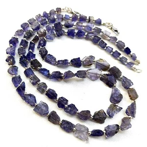 Collar de 17,5" de piedras preciosas de iolita natural de 6 a 13 mm con forma de pepita sin pulir - Imagen 1 de 9