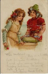 Postal Tuck Art #1560 ""Corazones jóvenes"" artista firmada por Frances Brundage 1904 - Imagen 1 de 2