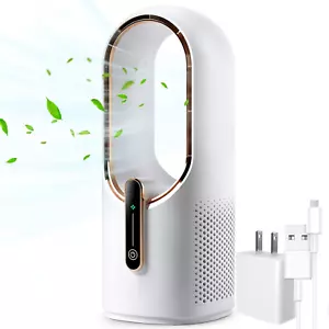 Desk Fan Bladeless, 11.8 Inch Office Fan Small, Quiet, 3 Speed Adjustment, Touch - Picture 1 of 7