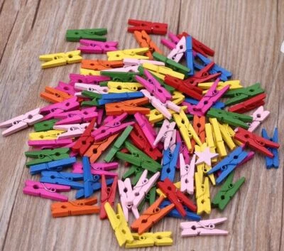 Miniklammern Holz Dekoklammern Holzklammern Memo Foto Klammern Clip Dekoclips - Bild 1 von 3