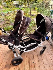 Geschwisterkinderwagen ABC Design Zoom in schwarz mit Babyschale - Bild 1 von 6