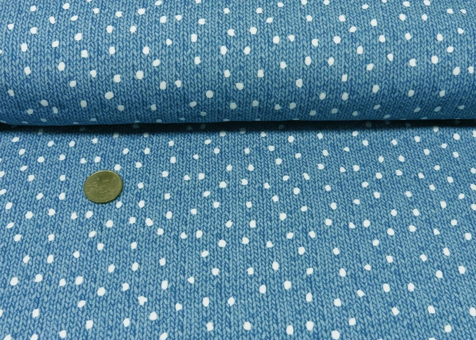 Wood Knit Hilco French Terry angeraut blau Kinderstoff in Strickoptik Meterware  - Bild 1 von 1