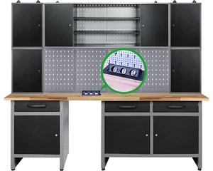 Ondis24 Werkstatteinrichtung 240cm Komplett Werkstattset Werkbank aus Metall LED - Bild 1 von 8